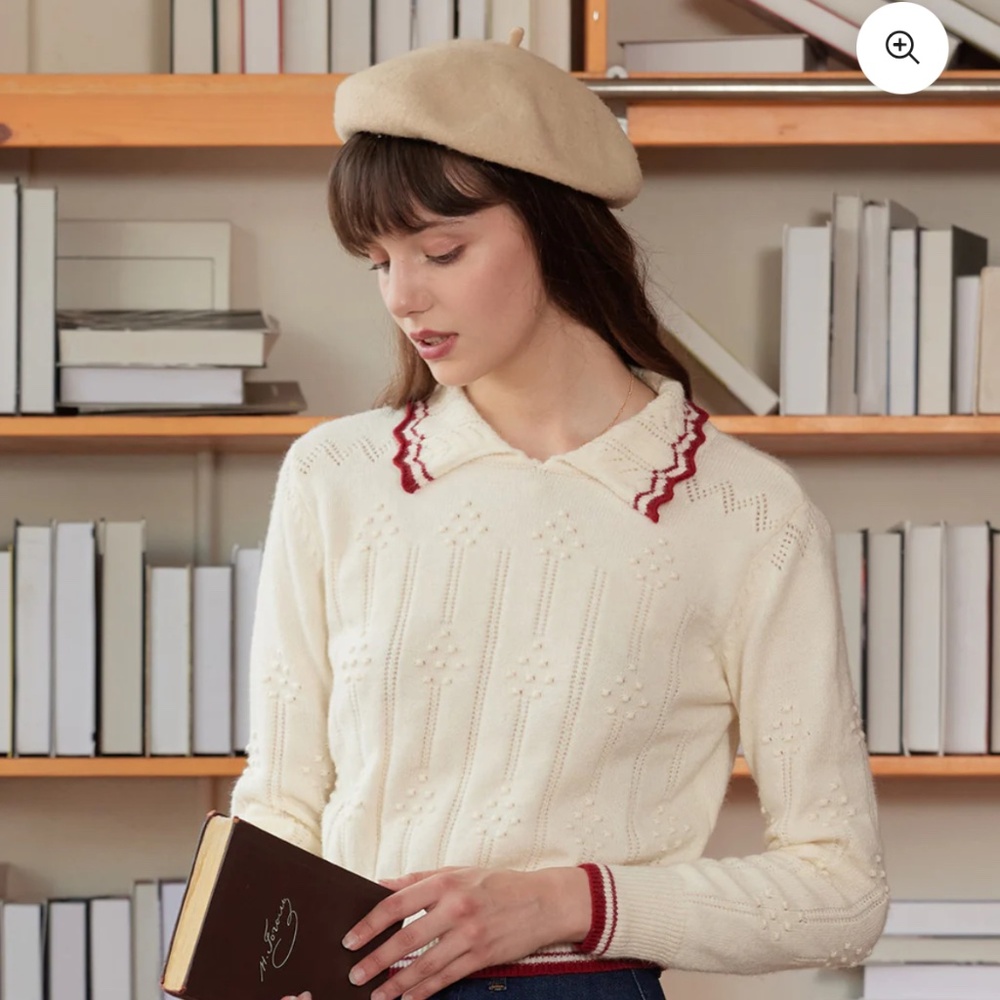 Simple Retro ribbed wool sweater